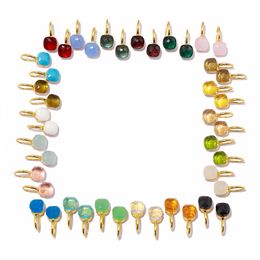 Colorful crystal female earrings DIY French minimalist water drop gold plated earrings jewelry