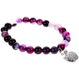 Charm Bracelets Crystal Beads Gifts Purple Gemstone Bracelet Beaded Amethyst Miss Stretchy