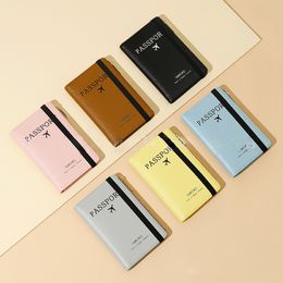 DHL50pcs Card Holders RFID PU Letter Printing Waterproof Portable Busines Long Travel Passport Cover Mix Color