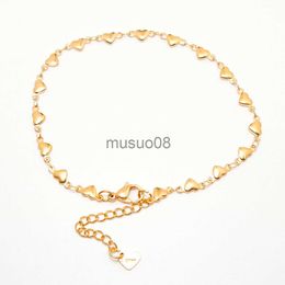 Anklets 304 Stainless Steel Anklet For Women Gold Colour Heart Chain Anklet Brelets On The Leg cessories Beh Foot Jewellery 1 Piece J230815