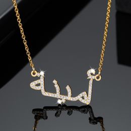 Pendant Necklaces Arabic Name Necklace For Women Custom iced Out Names Personalized Gold Stainless Steel Jewelry Gifts 230814