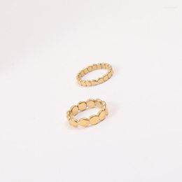 Cluster Rings Joolim Jewellery Wholesale High End PVD Tarnish Free Fashion Flat Bead Gear Shaped Pave Stainless Steel Ring For Women