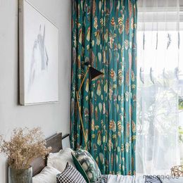 Curtain Colourful feather curtains for Living Room bedroom American style curtain green window decoration R230815