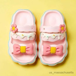 Slipper pantuflas Bowtie Princess Children's Slippers Slip Soft Sole Girls' Shoes Cute Kids Shoes Summer Beach Shoe R230815