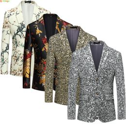 Men s Suits Blazers Silver Sequin Suit Jacket Fashion Slim Dress Coat Wedding Party Print Jaqueta Gold Green Blue Terno Masculino M 5XL 6XL 230815