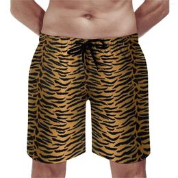 Men's Shorts Golden Tiger Print Board Summer Animal Skin Running Short Pants Quick Drying Casual Oversize Swimming Trunks