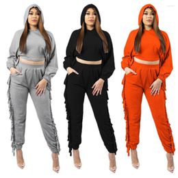 Women's Swimwear Young Girls High Waist Trend 2023 Autumn And Winter Pure Colour Hooded Casual Sports Thick Fringe Suit HN057