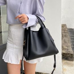 Evening Bags Women Shoulder Bag Faux Leather Handbag Capacity Women's Stylish Detachable Strap Tote Purse With For Girls