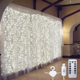 Other Event Party Supplies 100200300LED Curtain String Light Garland Wedding Decorations Table Bachelorette Birthday Ramadan Easter Home Festoon 230815