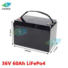 Waterproof 36V 60AH Lifepo4 Battery with BMS for 1500W Scooter Bike Tricycle Solar Backup Power Golf Cart +5A Charger