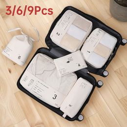Storage Bags 3/6/9pcs Travel Storage Bag Large Capacity Suitcase Storage Luggage with Number Washable Oxford Clothes Sorting Organiser Set 230814