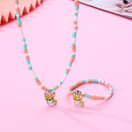 Подвесные ожерелья Lovecryst 2pcs/Set Акриловые бусины милый колье для собак для детских девчонб