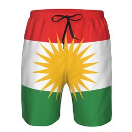 Men's Shorts Swim Summer Swimwear Man Swimming Trunks Beach Surf Board Male Clothing Pant Red White Green Kurdistan Flags