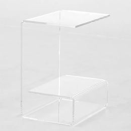 Modern Clear Acrylic End Table with Storage clear Side Table coffee Table with book shelf