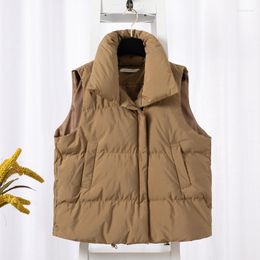 Women's Vests Autumn And Winter European American Fashion Solid Colour Stand-up Collar Thickened Vest Female Loose Casual Short Coat
