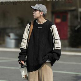 Men's Sweaters Sweater Men's Design Patch Work Zipper Autumn Winter Fashion Couple Knitting Loose Fit Retro O-Neck Handsome Men's Clothing Z230815