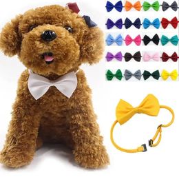 Adjustable Pet Dog Bow Tie Neck Accessory Necklace Collar Puppy Bright Color Pet Bow Mix Color G0815