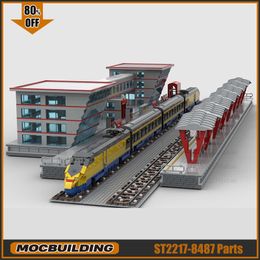 Other Toys Moc Building Blocks City Train GreyHound Station Technology Bricks DIY Assembly Model Creative Display Collection Xmas Gift 230815