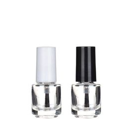 5ml Round Shape Refillable Empty Clear Glass Nail Polish Bottle For Nail Art With Brush Black Cap Jvdvv