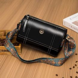 Messenger Bags High Quality Oil Wax Genuine Leather Women Shoulder Messenger Bags Solid Color Cow Leather Female Crossbody Bag Ladies Handbags L230815