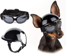 Dog Apparel ATUBAN Helmet and Sunglasses for Dogs UV Protection Glasses Sport Hat Medium Outdoor Driving Walking 230814