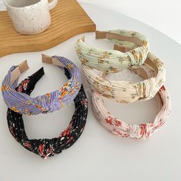 New Fashion Headband For Women Pleated Flower Hairband Centre Knot Casual Turban Autumn Hair Accessories