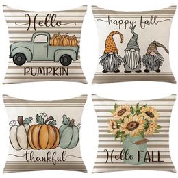 Pillow Thanksgiving Pumpkin Covers Hello Fall Decorative Pillows For Sofa 45X45CM
