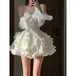 Casual Dresses Vintage Temperament Women's Summer Dress Exquisite And Unique White Tube Top Tutu Sleeveles For Women