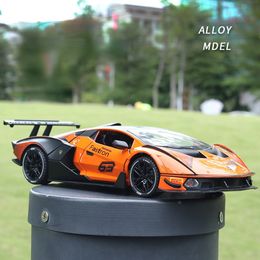 Diecast Model car 1 24 Lambos SCV12 Alloy Sports Car Model Diecasts Toy Vehicles Simulation Sound And Light Pull Back Collection Toys Kids Gifts 230814
