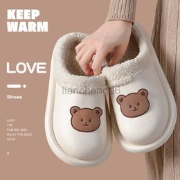 Slippers Cotton slippers women cute waterproof household indoor warm platform couples home postpartum recuperation wear plus X230519