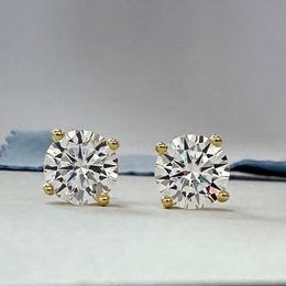 Stud Earrings for Women 925 Sterling Silver Plated 18K Gold Earrings Fashion Wedding Lab Created Diamond Gift for Jewelry 230814