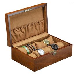 Watch Boxes Wood Box Storage Case With Lock Mechanical Wrist Organiser Bracelet Jewellery Watches Display Collection Accessories