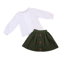 Clothing Sets 2pcs!!Toddler Kids Baby Girls Clothes Sets Girl T-shirt Tops Long Sleeve Skirts Cute Clothing Set Casual Outfit