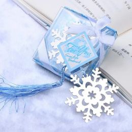 Silver Stainless Steel Snowflake Bookmark For Wedding Baby Shower Party Birthday Favour Gift souvenirsZZ