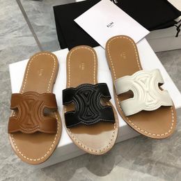 Leather outdoor sandale triomphe sandal famous designer woman Shoe Vintage clog bottom Slipper luxury flat Slippers celiny platform slides Womens mens Mules Slide