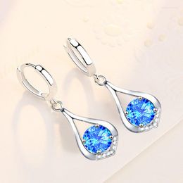 Hoop Earrings KOFSAC Trendy 925 Sterling Silver For Women Charm Blue Zircon Elegant Water Drop Earring Girl Party Jewellery Gifts