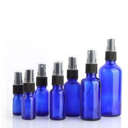 5 10 15 20 30 50 100ML Glass Spray Bottle, Perfume Atomizer -Refillable Empty Cobalt Blue Bottles with Black plastic Fine Mist Sprayers Kgha