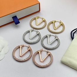 Designer Hoop Earrings Women Gold Geometric Ear Studs Valentines Day Wedding Gift Jewellery