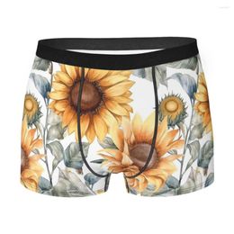 Underpants Watercolor Sunflowers Spring Floral Man's Boxer Briefs Loyal And Proud Flower Highly Breathable High Quality Birthday