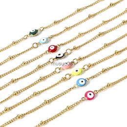 Anklets 304 Stainless Steel Religious Curb Link Chain Anklet Gold Colour Multicolor Enamel Evil Eye For Women 21.5cm(8 4/8") long 1Piece J230815