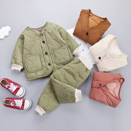 Clothing Sets Winter Children Keep Warm Clothes Autumn Kids Boys Girls Thicken Cotton Jacket Pants 2Pcssets Baby Infant Casual Tracksuits 230814