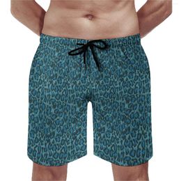 Men's Shorts Blue Leopard Print Board Men Funky Animal Short Classic Daily Pants Large Size