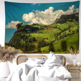 Tapestries Mountain Forest House Tapestry Wall Hanging Natural Scenery Art Simplicity Living Room Bedroom Home Decor R230815