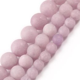Beads Spodumene Kunzite Natural Stone Light Purple Matte Jades Round For Jewelry Making DIY Bracelets Necklace