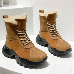 Kadın marka botları ug botlar mat inek derisi deri botlar gündelik spor tarzı moda kışlık sıcak patik platform botları botlar botlar kaymaz taban çizme