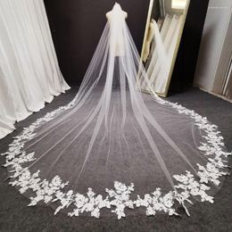 Bridal Veils Cathedral Wedding 2023 Lace Applique One Layer With Comb Headpiece Bride Formal Party