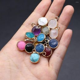 Charms 2Pcs/5Pcs Random Small Pendant Natural Stone Round Faceted For Jewellery Making DIY Necklace Earrings Bracelet Accessory