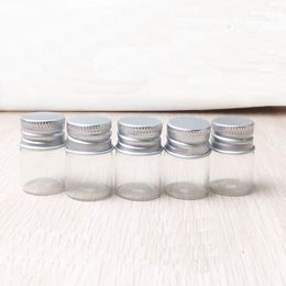 5ML Clear Glass Bottles Message Wishing Candy Makeup Cosmetic Sample Bottles Jar Essential Oils Vial Container With Aluminium Screw Cap Dnur