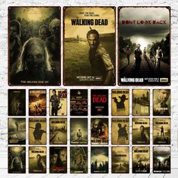 Movie Metal Sign Wall Art Shabby Vintage Zombie Film Metal Poster Collection Retro Plaque Plates Man Cave Films Home Livingroom Funny Wall Decor 30X20CM w01