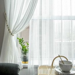 Curtain Modern luxury White tulle Curtain for living room bedroom window Jacquard sheers serape home decor drape well